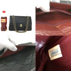 Chanel Quilted Paris Two-tone Double Flap 866898 Black  Leather Shoulder Bag