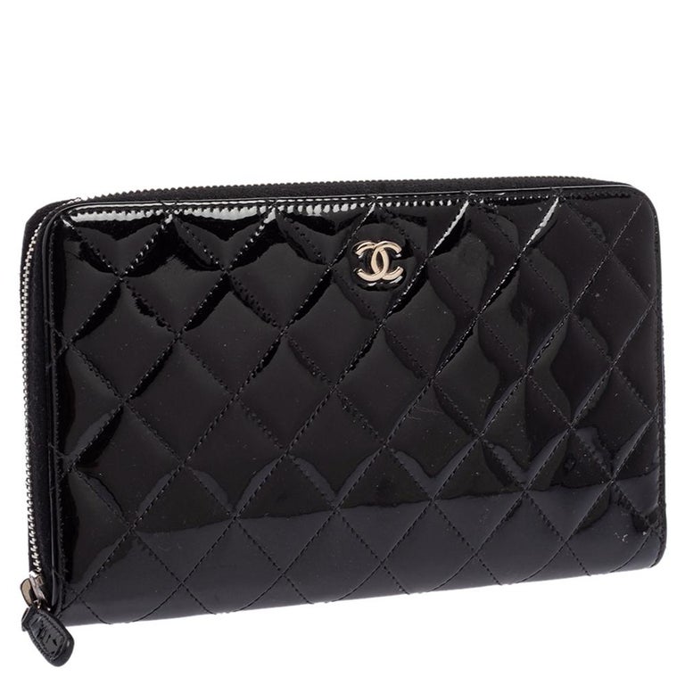 Chanel Quilted Patent Leather CC Zip Organizer Wallet