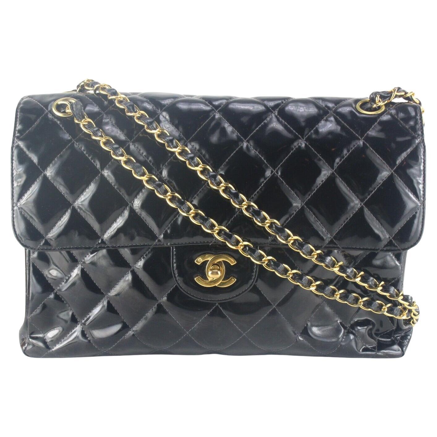 Chanel Quilted Patent Leather Double Sided Flap Classic 6CAS921K For Sale