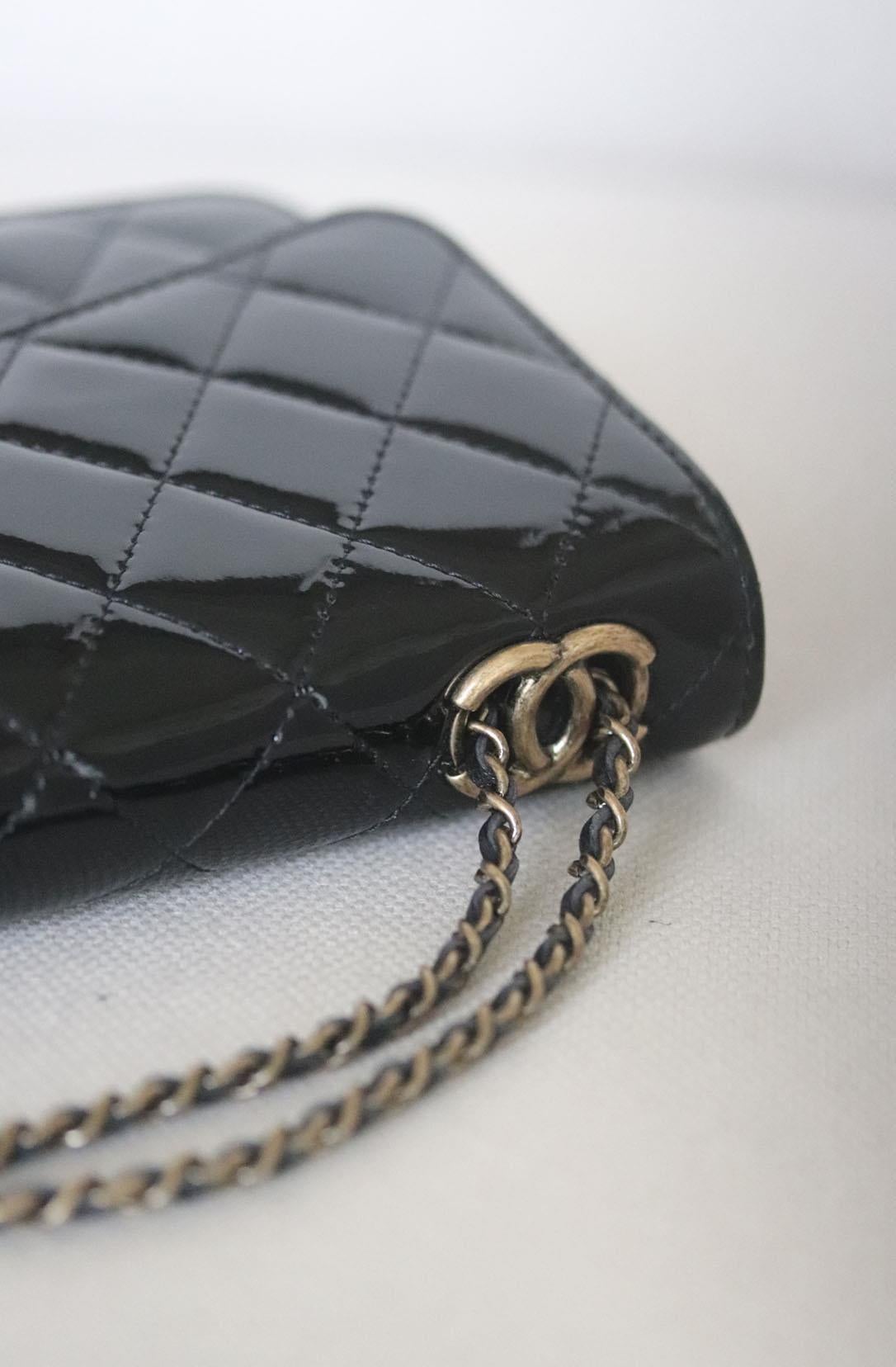 Chanel Quilted Patent Leather Wallet On Chain Crossbody Bag 1