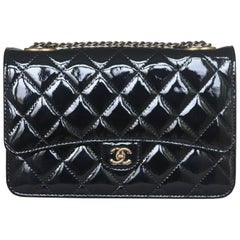 Chanel Quilted Patent-Leather Wallet on Chain Crossbody Bag