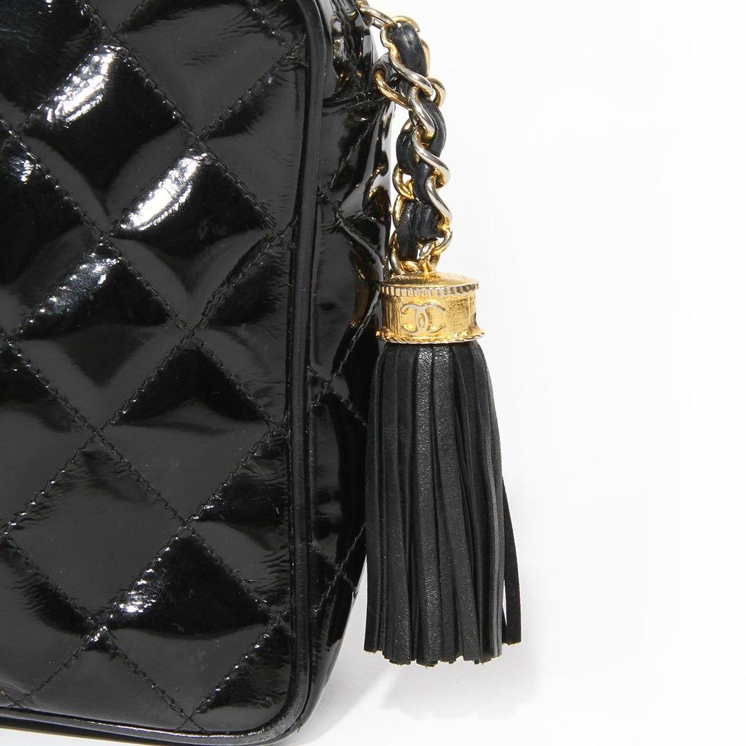 Women's Chanel Quilted Patent Reporter Handbag