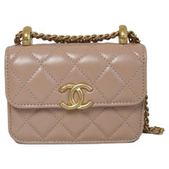 Chanel Quilted Perfect Fit Card Holder Pearl Crush Chain Beige