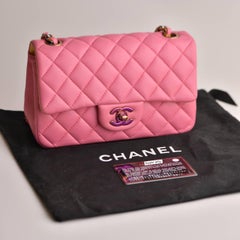 Chanel Quilted Pink Lambskin Single Flap Mini Bag