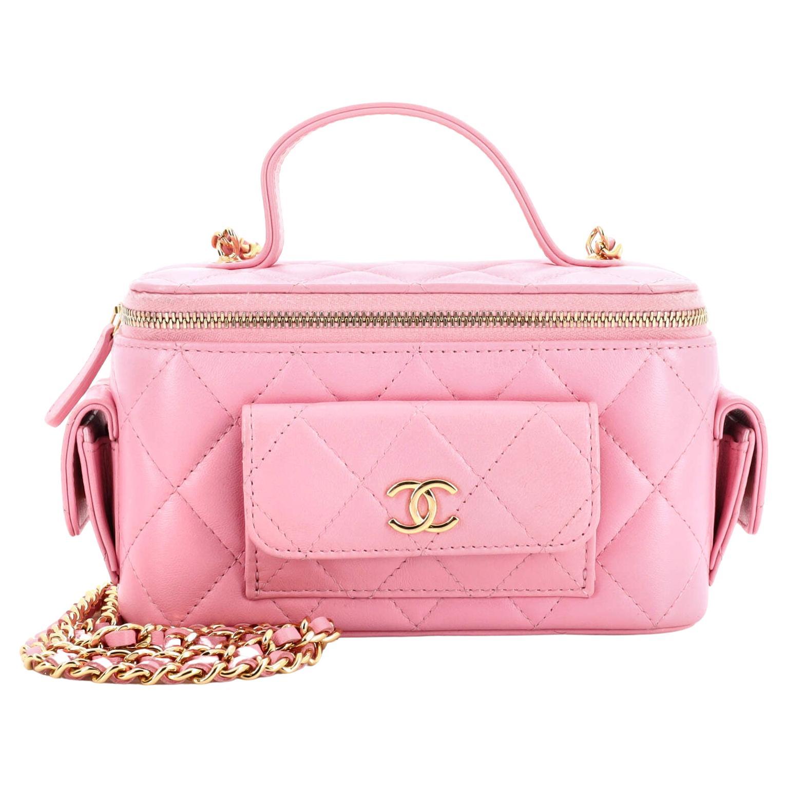 Chanel Quilted Polly Pocket Top Vanity Quilted Lambskin East West at 1stDibs