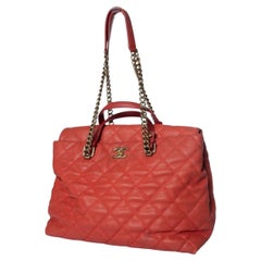 Chanel, quilted portobello  red caviar leather tote