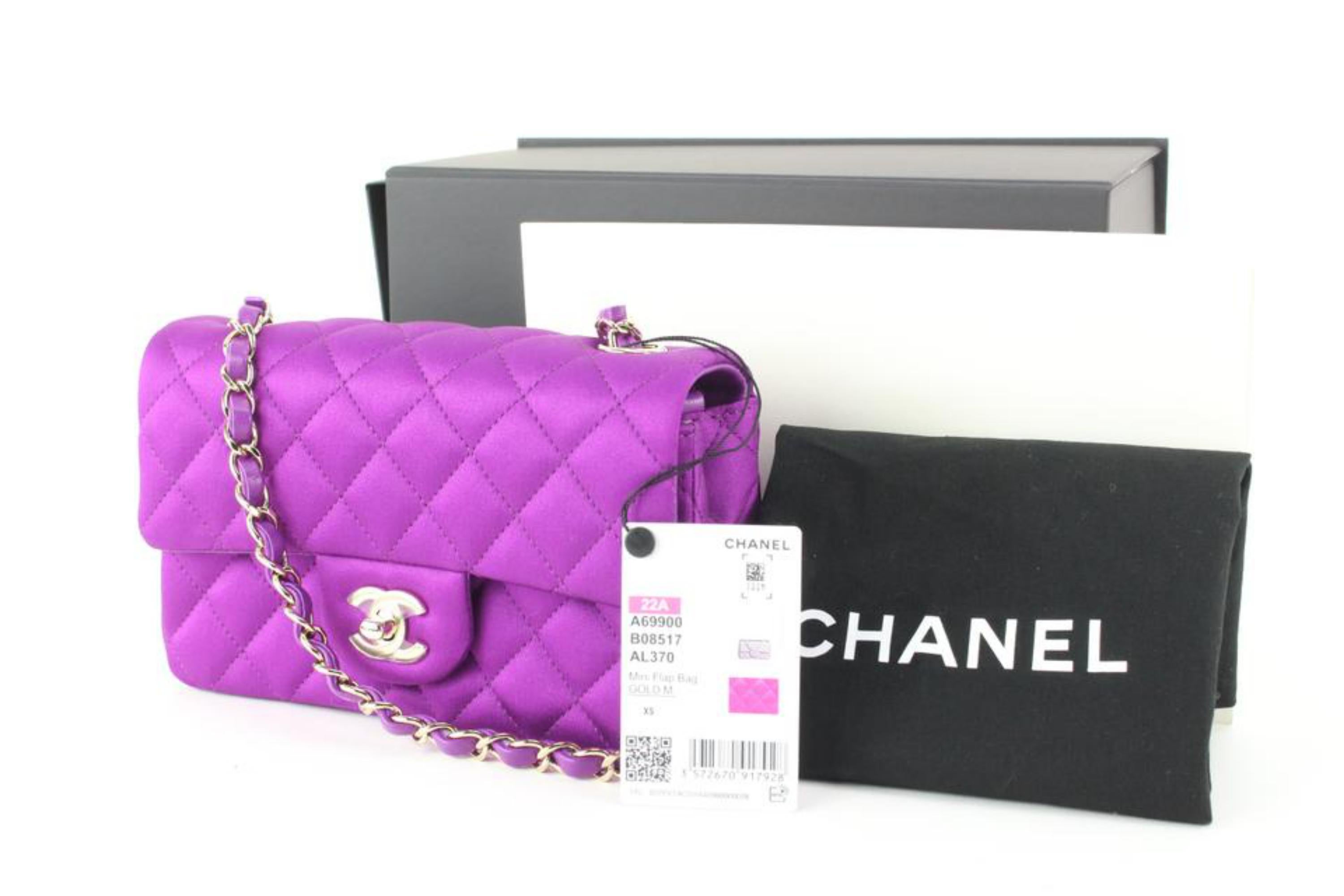 Chanel Quilted Purple Satin Mini Classic Flap GHW 33ca624s 4