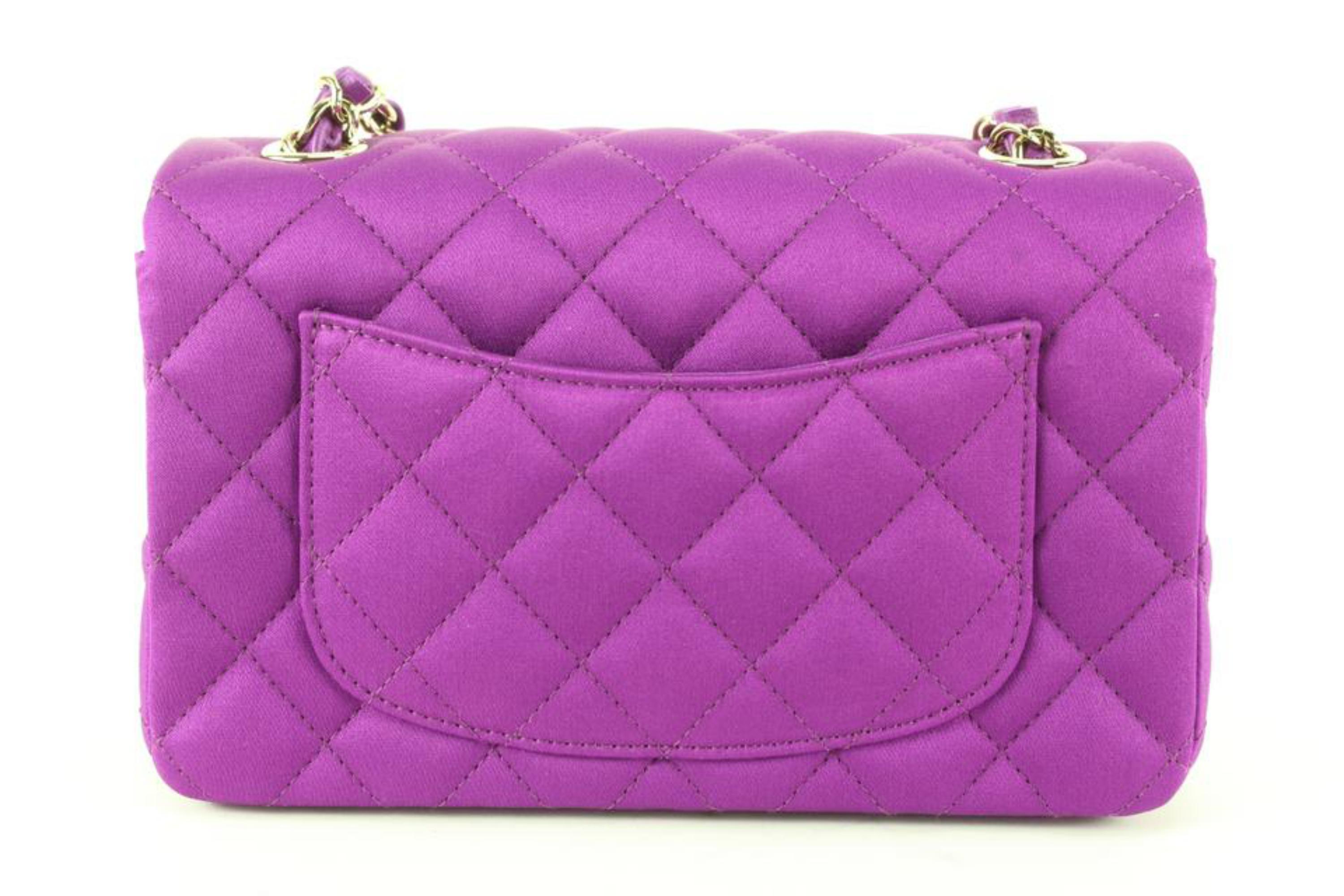 Chanel Quilted Purple Satin Mini Classic Flap GHW 33ca624s 1