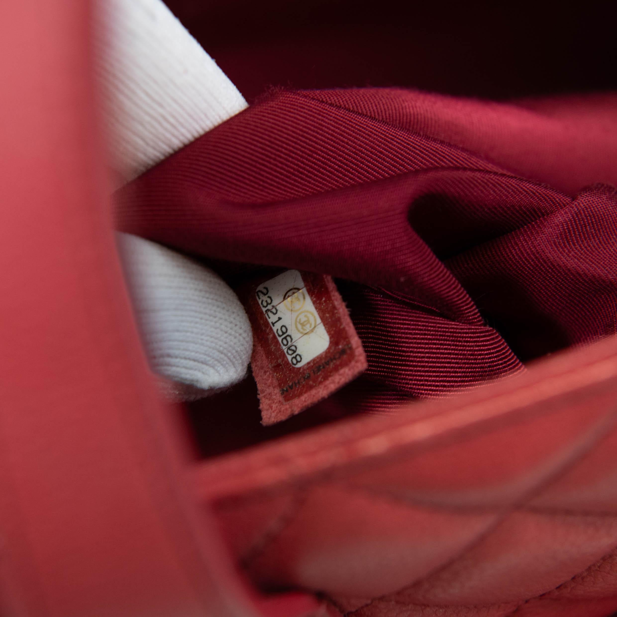 Chanel Quilted Red Caviar Leather Large Casual Pocket Shopping Tote 5