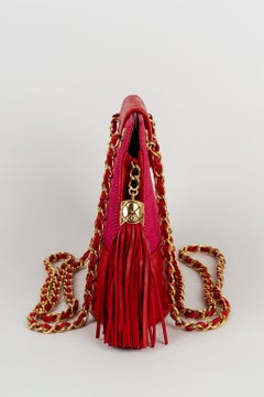 Chanel Quilted Red Leather and Panama Straw Bag, 1989-1991