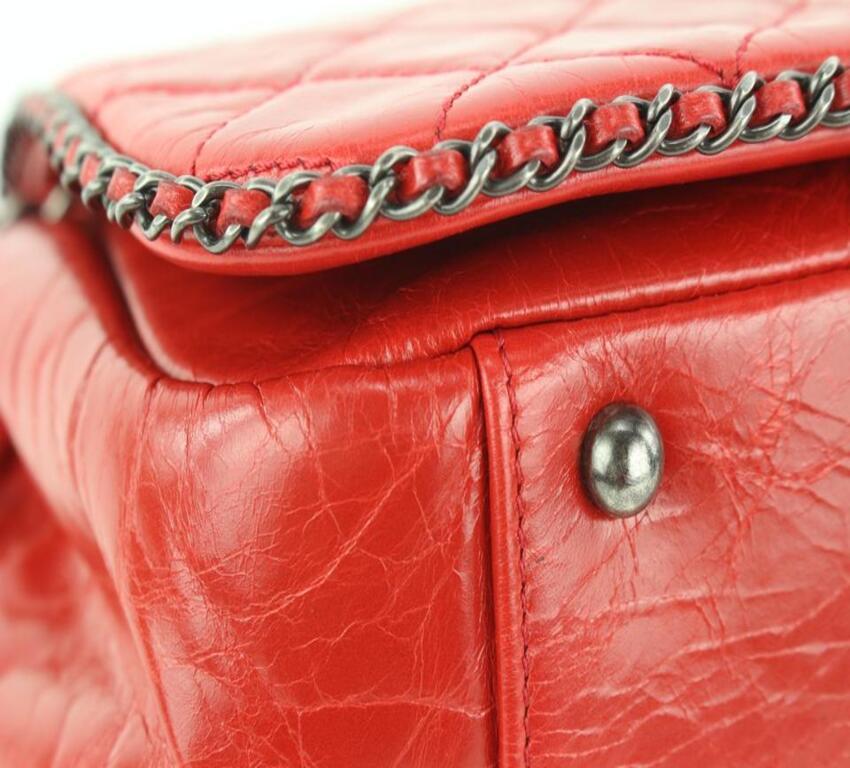Chanel Quilted Red Leather Chain Around Flap Bag 453cas62 3