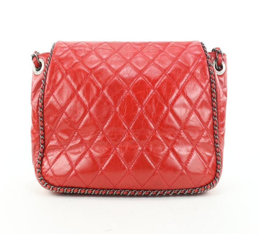 Chanel Quilted Red Leather Chain Around Flap Bag 453cas62 2