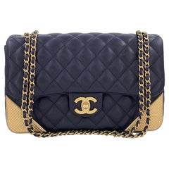 Chanel Quilted Rock the Corner Flap Bag Navy Blue Aged Gold HW 65904