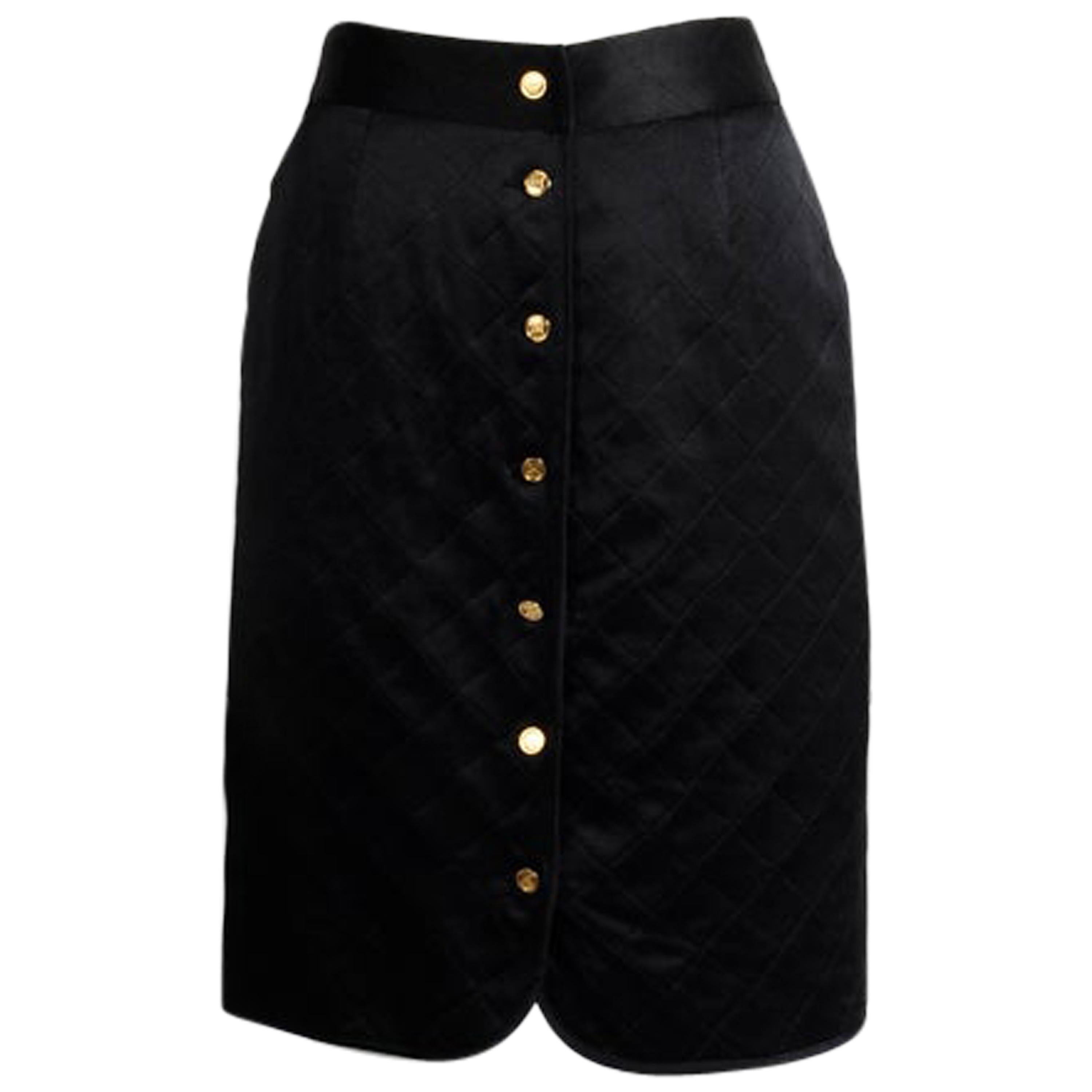 Chanel Quilted Satin Silk Skirt