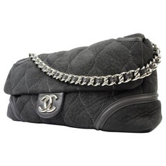 Chanel Quilted Shearling Flap 216021 Charcoal Black Sheepskin Leather Shoulder B