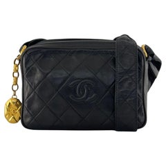 CHANEL Quilted Shoulder Bag Black Lambskin Leather 1991–1994 CHANEL Quilted Shoulder Bag Black Lambskin Leather 1991–1994