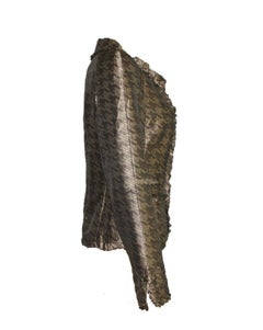 CHANEL Quilted Silk Print Jacket Blazer with Ruffles Métiers d’Art Collection 42