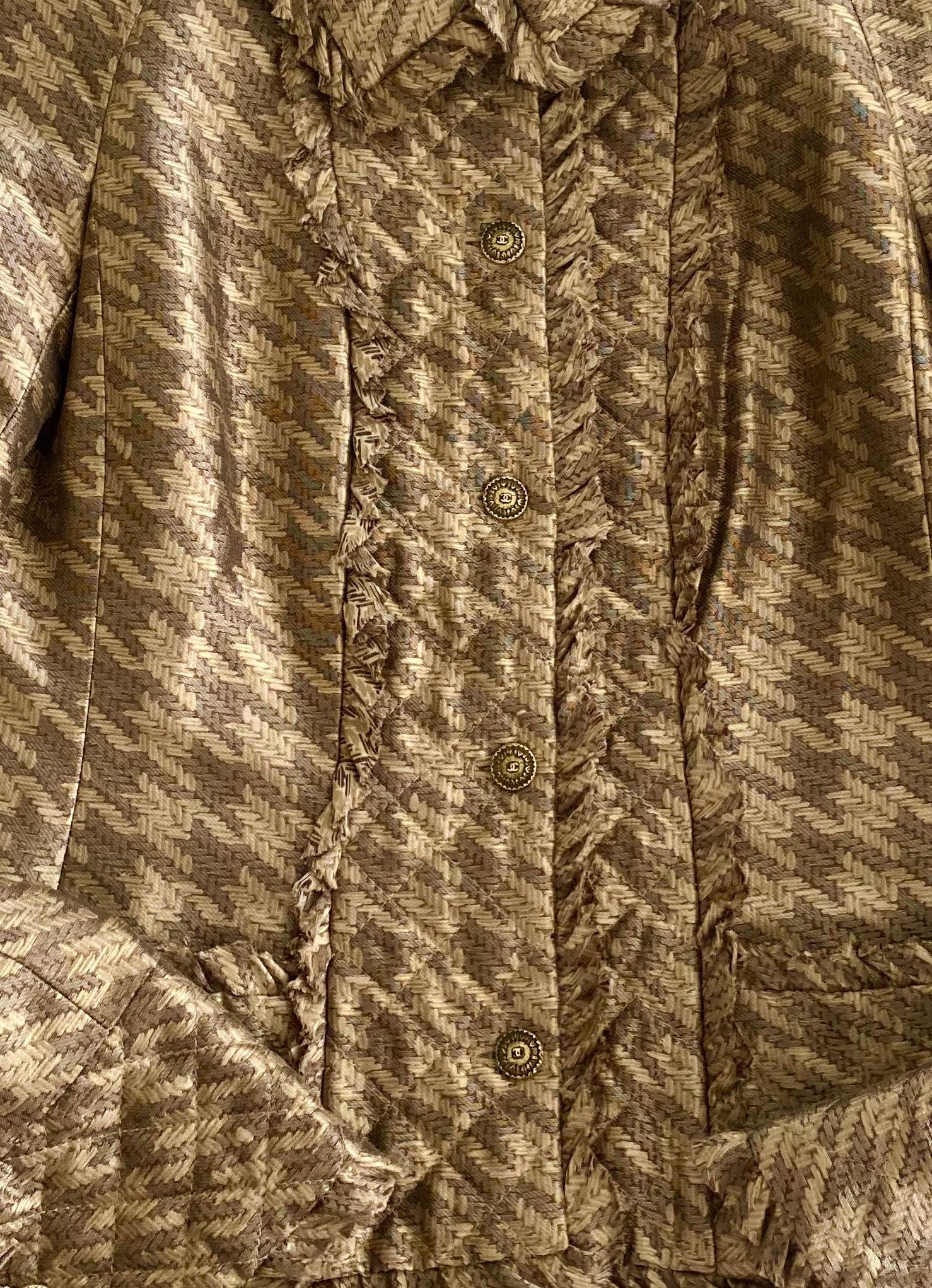 CHANEL Giacca Blazer trapuntata in seta stampata con volant Collezione Métiers d'Art 42 1