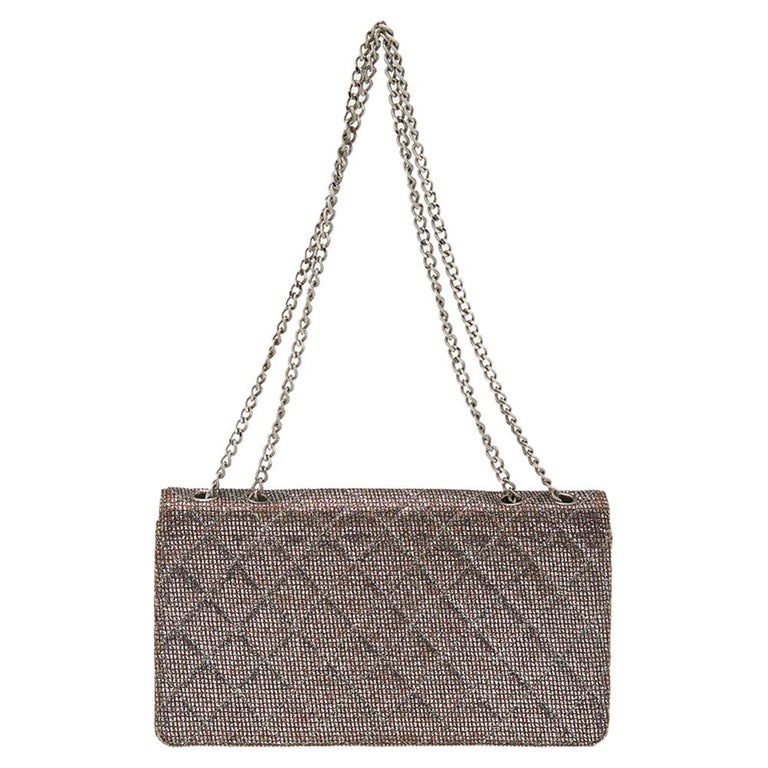 Chanel Quilted Silver Glitter Leather Reissue Shoulder Bag