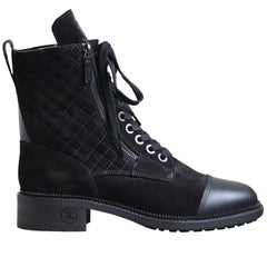 Chanel Quilted Suede and Leather Boots 