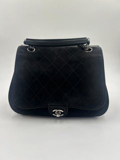 Chanel Quilted Suede Leather Dual Pouch Saddle Twin Coco Bag 2013