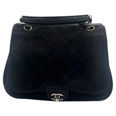 Chanel Gesteppte Wildleder Leder Dual Pouch Saddle Twin Coco Tasche 2013