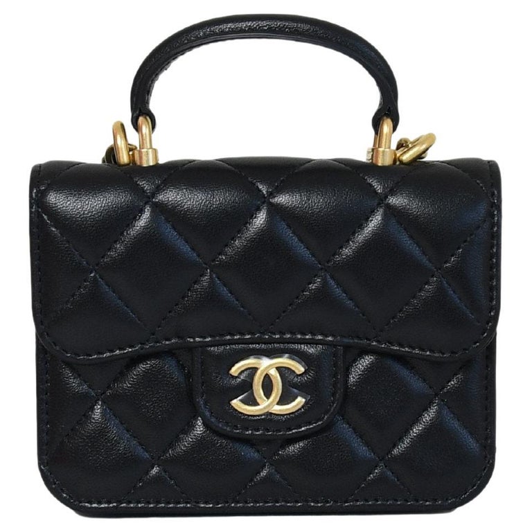 Chanel Quilted Top Handle Coin Purse With Chain Black For Sale at 1stDibs |  chanel women bag