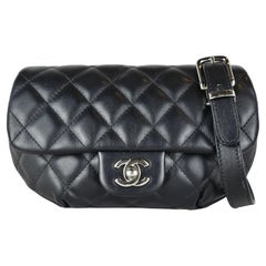 Chanel Quilted Uniform Leather CC Belt Bum Bag Black