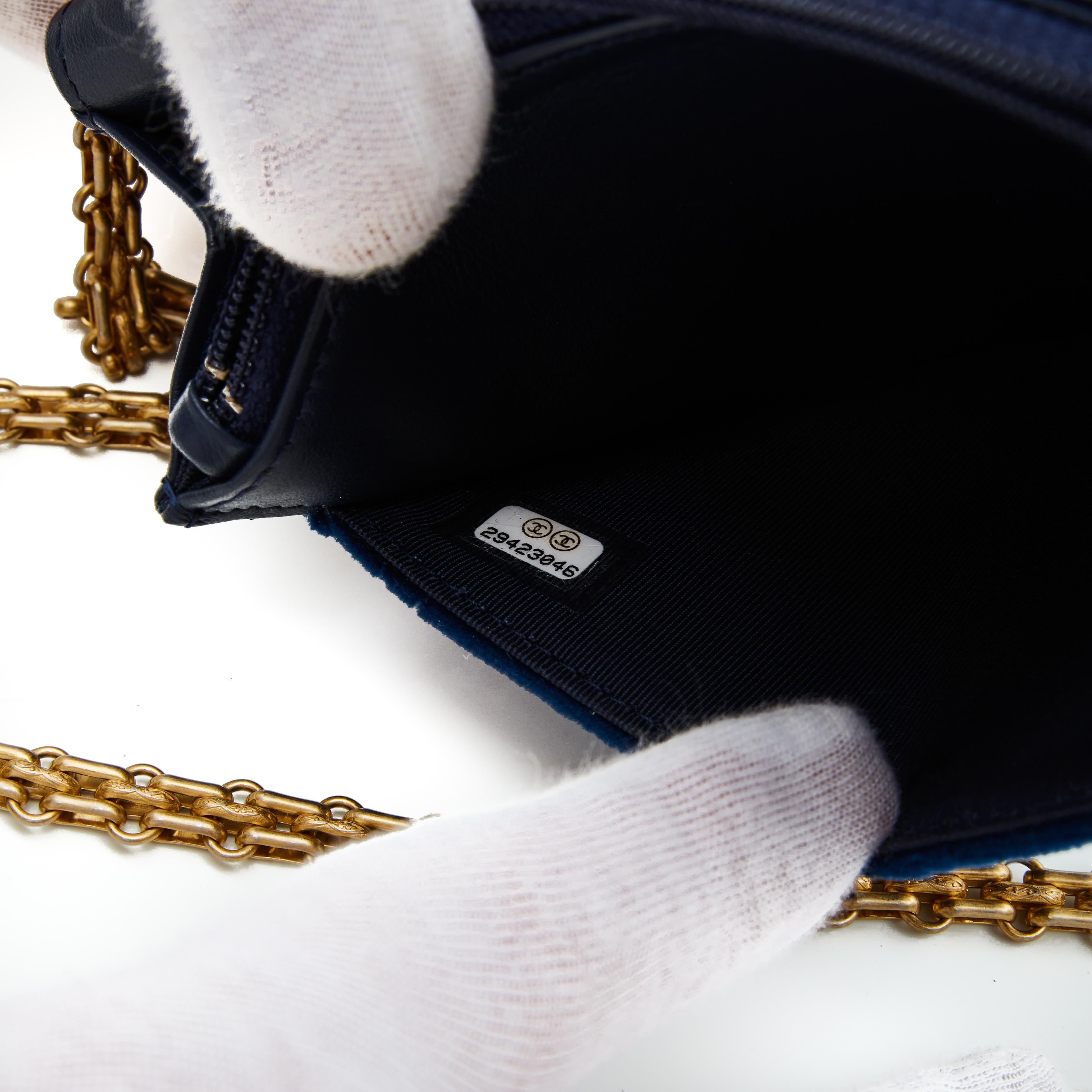Chanel Quilted Velvet Blue 2.55 Reissue Wallet on Chain Bag 2019 1