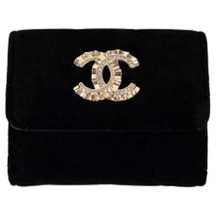 Used Chanel Quilted Velvet Wallet  - '20s