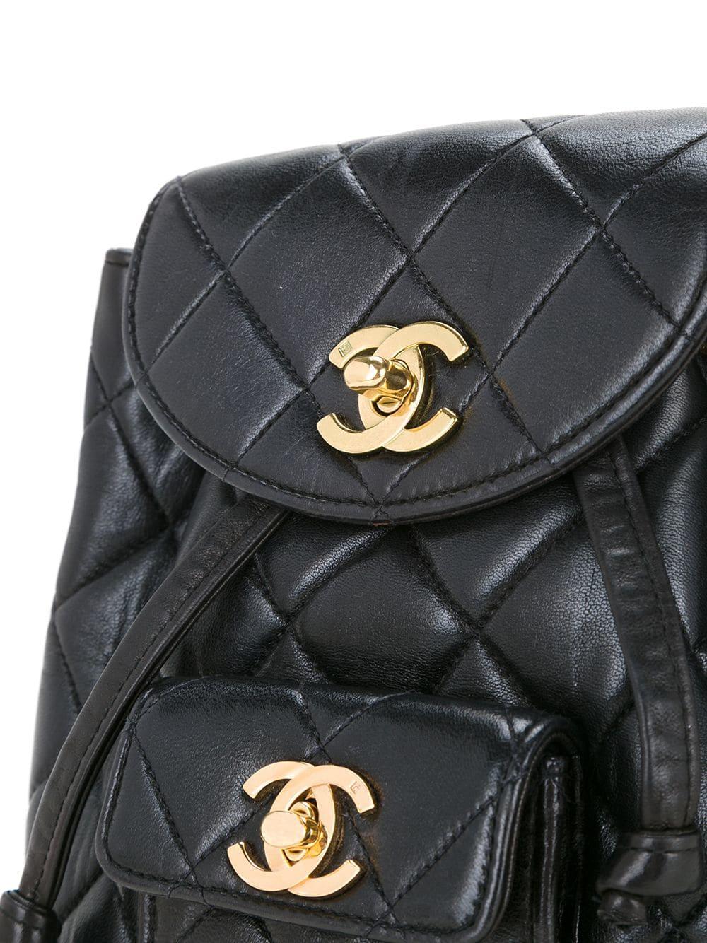 Chanel Quilted Vintage 1994 Micro Mini Rucksack Black Duma Leather Backpack en vente 3