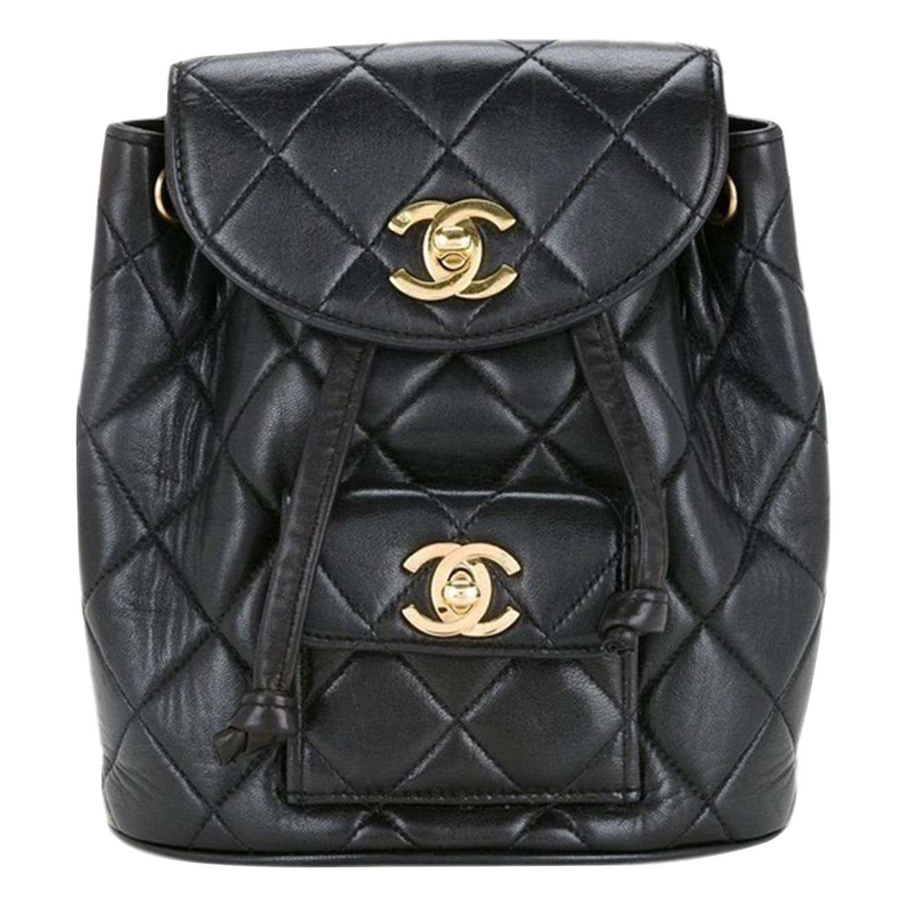 Chanel Quilted Vintage 1994 Micro Mini Rucksack Black Lambskin Leather ...