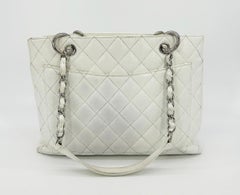 Chanel Quilted White Caviar Grand Shopper Tote