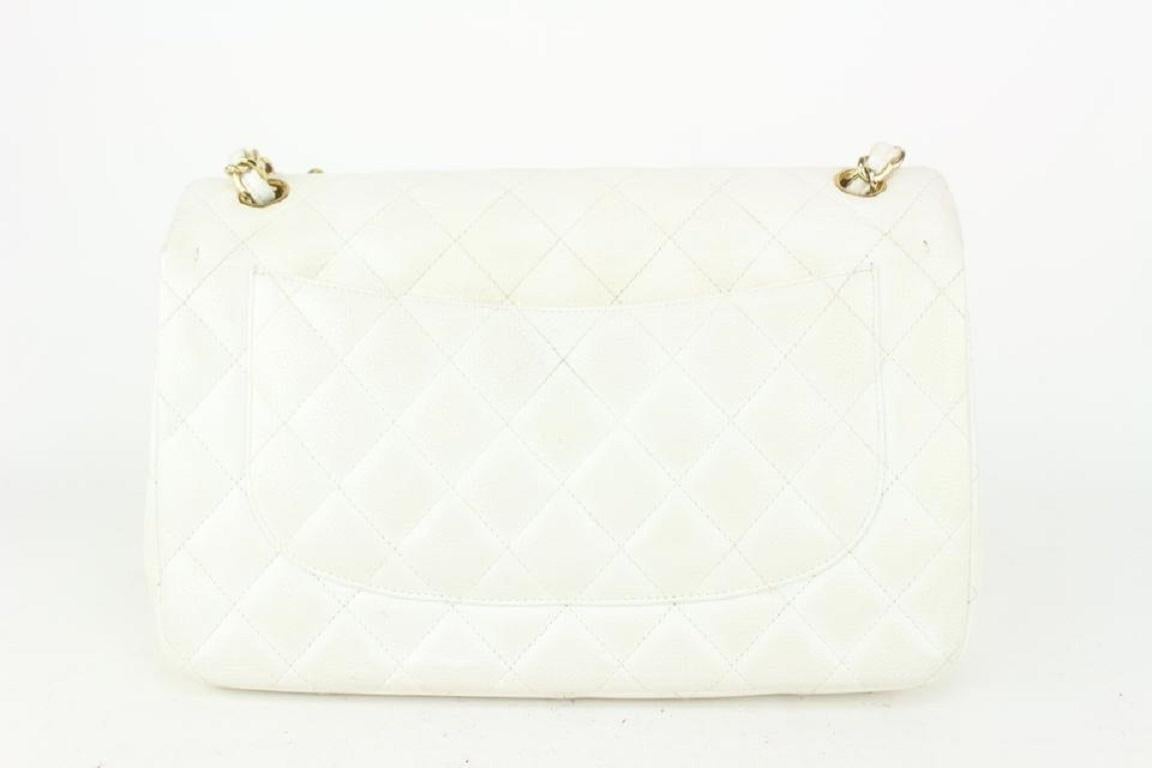 Chanel Quilted White Caviar Jumbo Classic Double Flap Gold Chain 65cas723 4