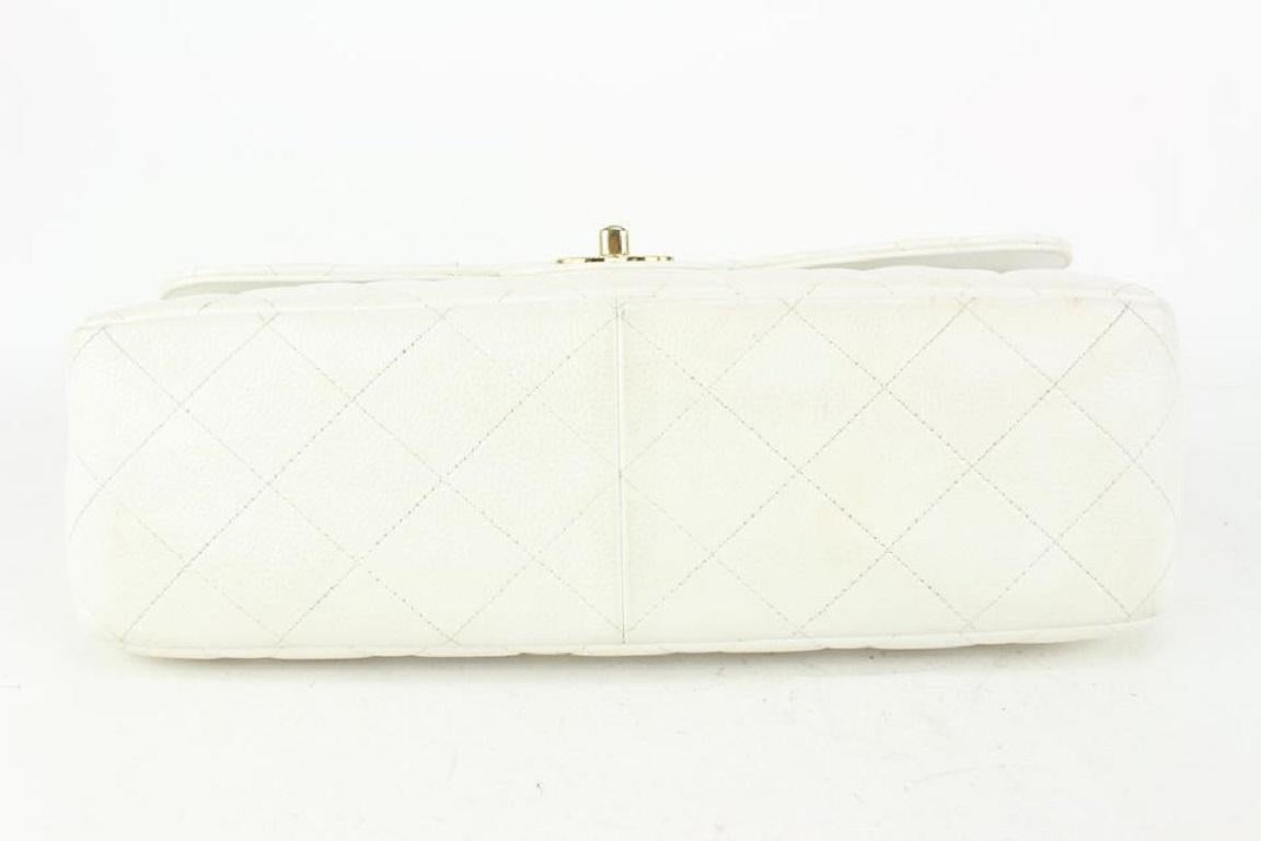 Chanel Quilted White Caviar Jumbo Classic Double Flap Gold Chain 65cas723 5