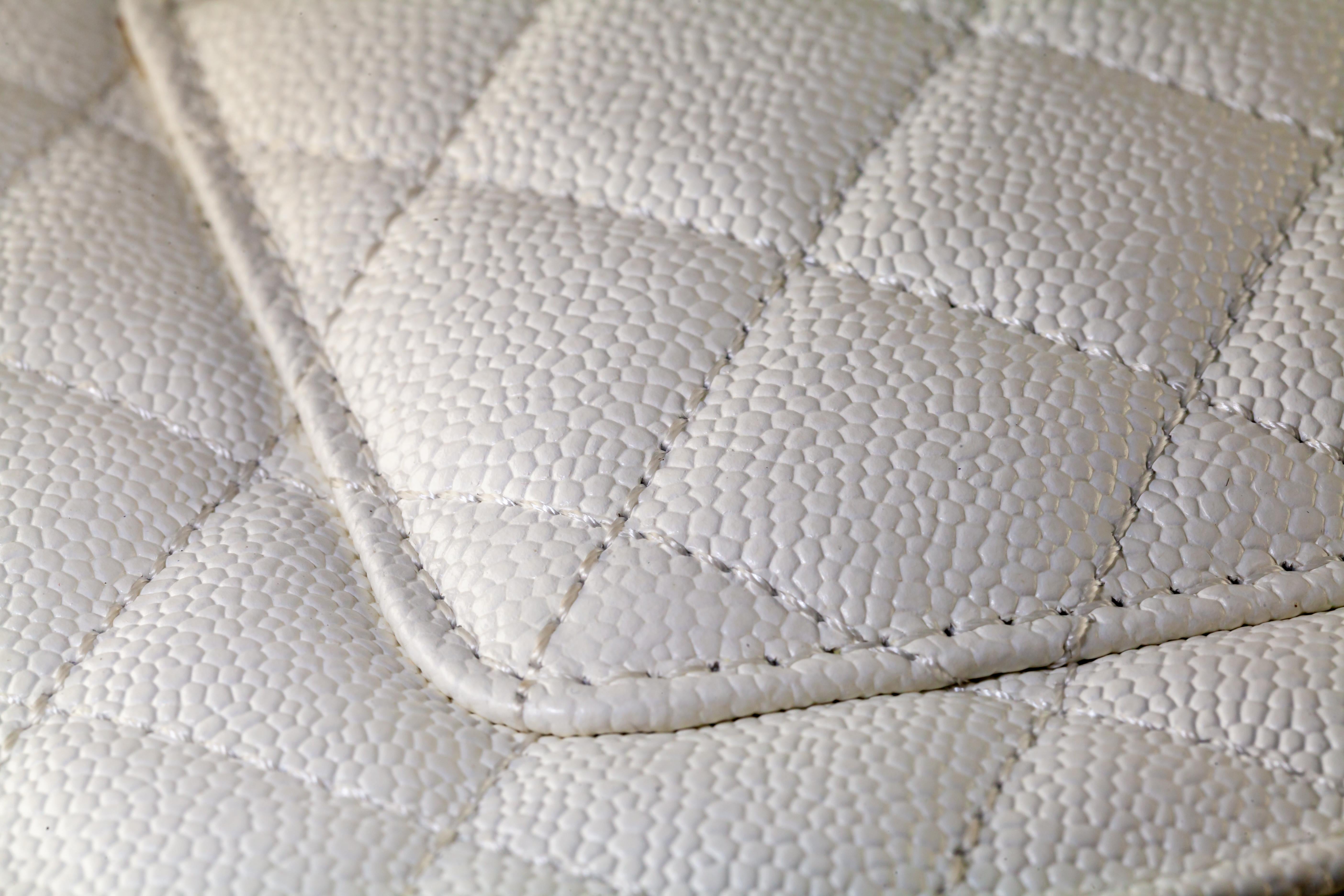 Modern Chanel Quilted White Caviar Pick Me Up Vanity Case Gorgeous Condition! For Sale