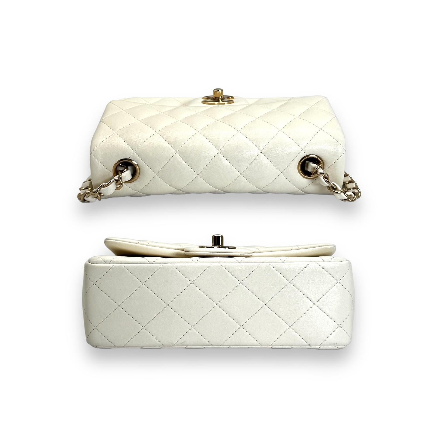 Chanel Quilted White Lambskin Mini Rectangular Classic Flap 1