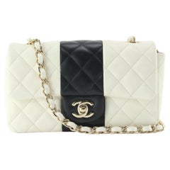 Chanel Quilted White x Black Mini Classic Flap Rectangular 1CJ1026