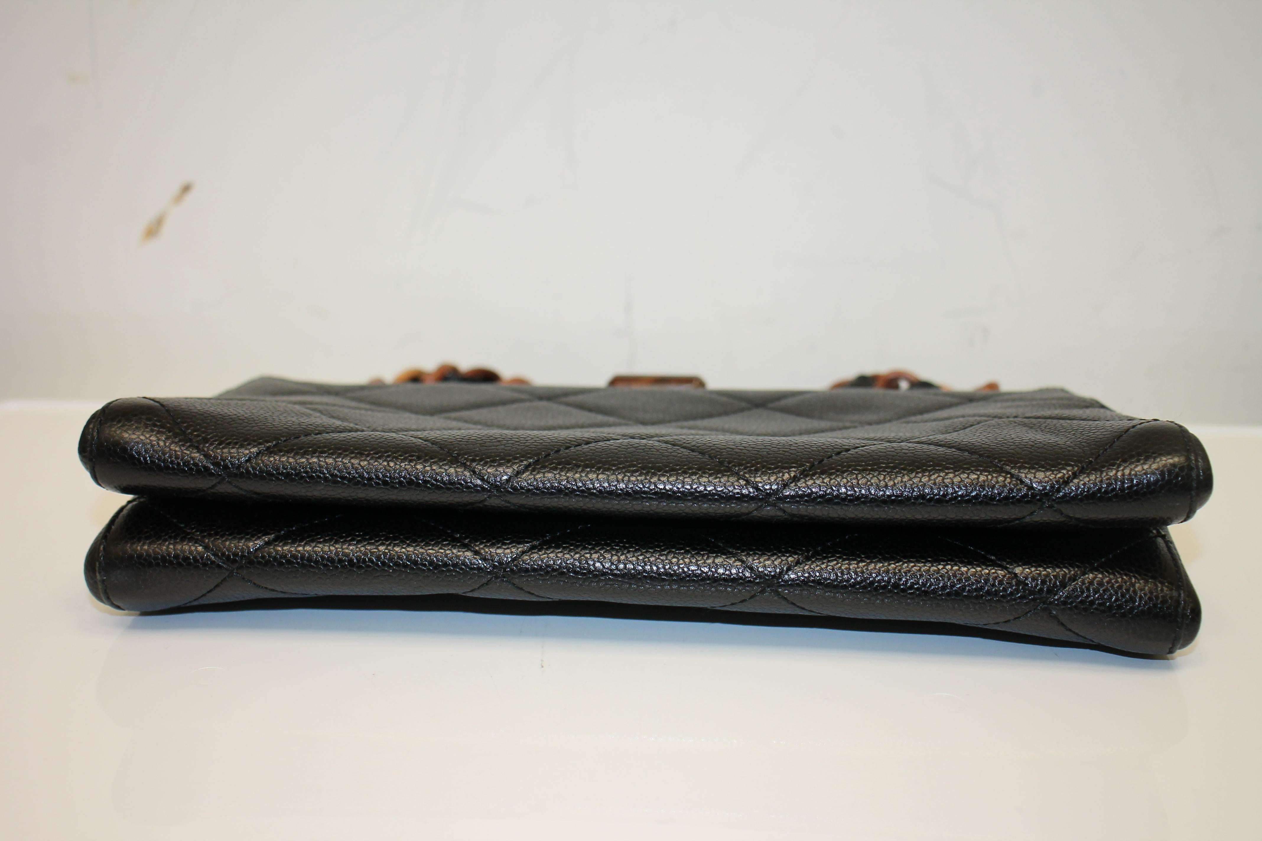 Black Chanel Quilted Wood Frame Bag For Sale