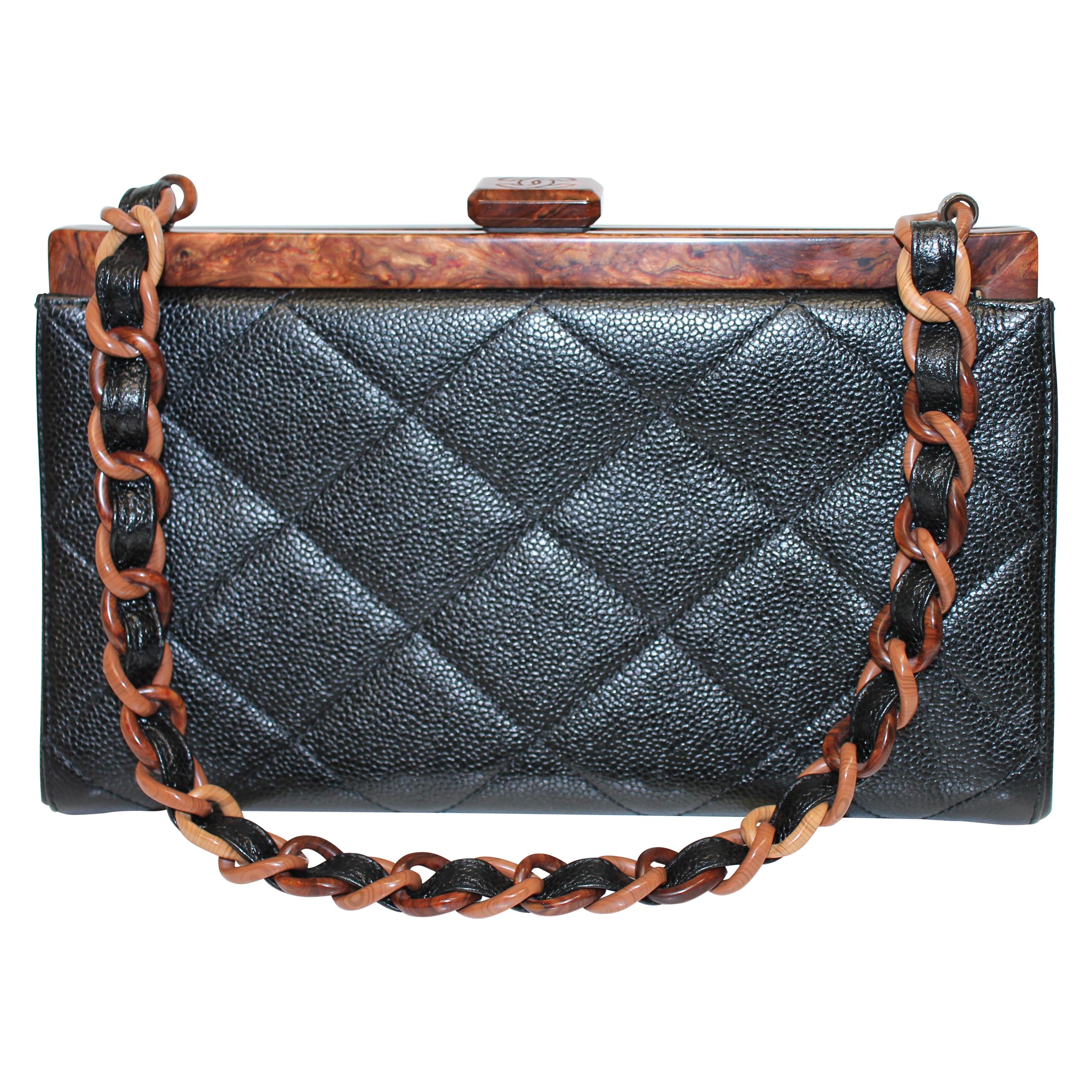 Chanel Quilted Wood Frame Bag For Sale