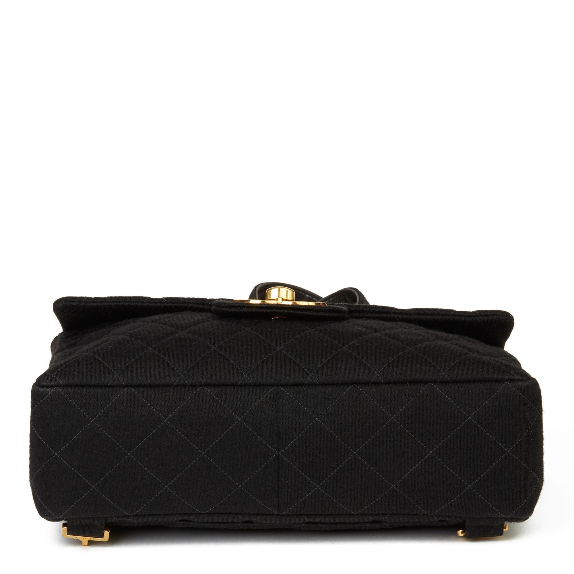 Chanel Quilted Wool Leather Large CC Gold Logo Jumbo Flap Backpack For Sale 7