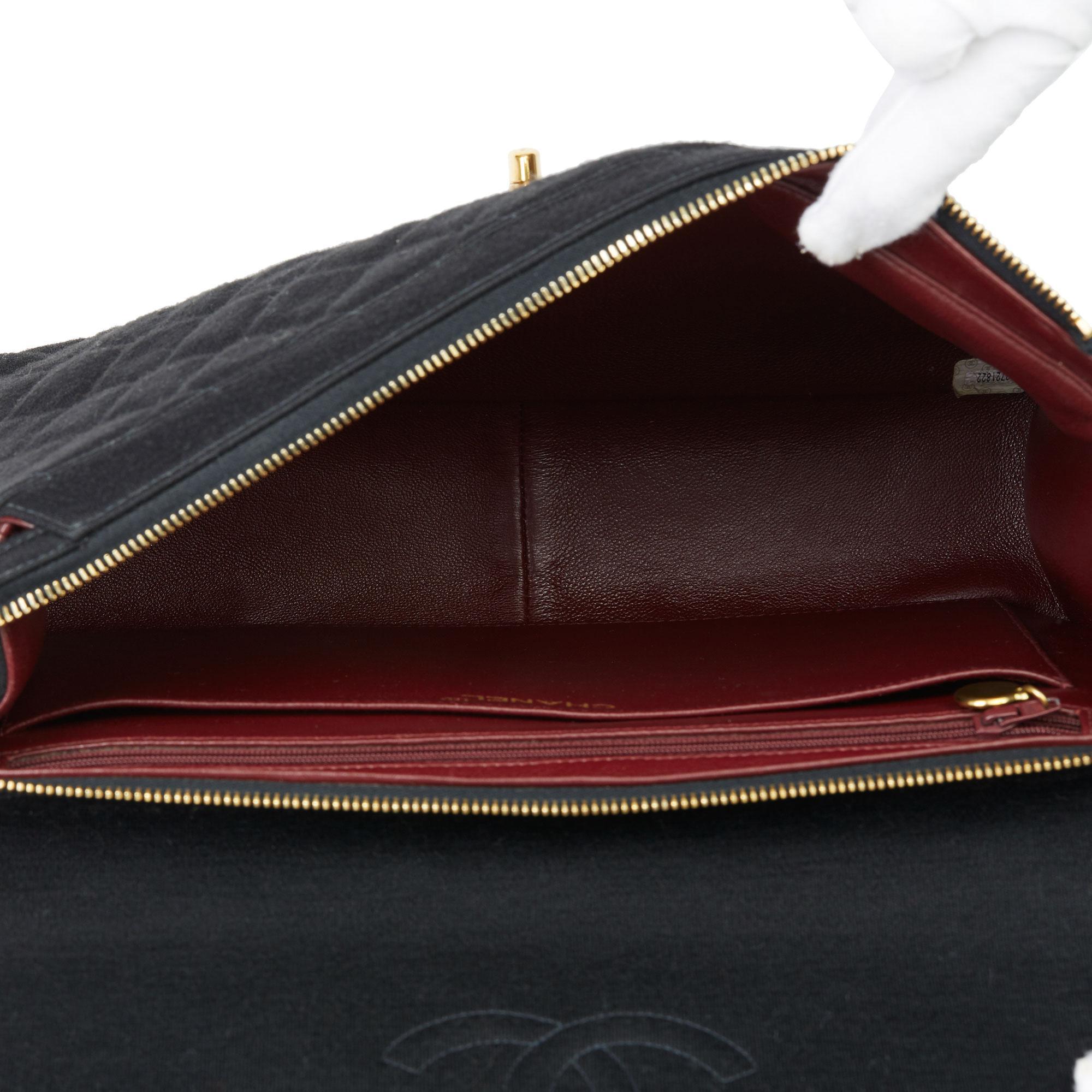 Chanel Quilted Wool Leather Large CC Gold Logo Jumbo Flap Backpack For Sale 8