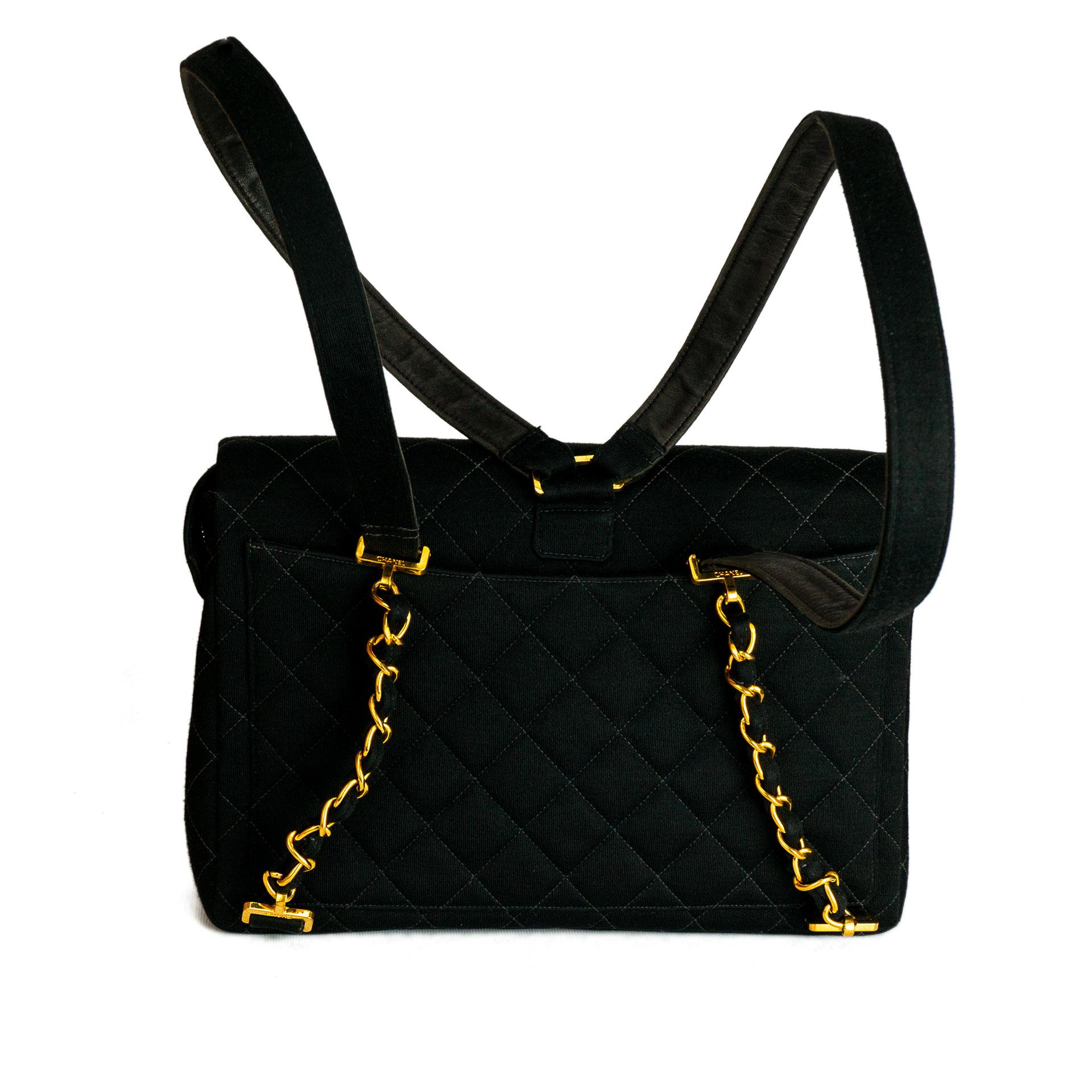 Women's Chanel Quilted Wool Leather Large CC Gold Logo Jumbo Flap Backpack For Sale