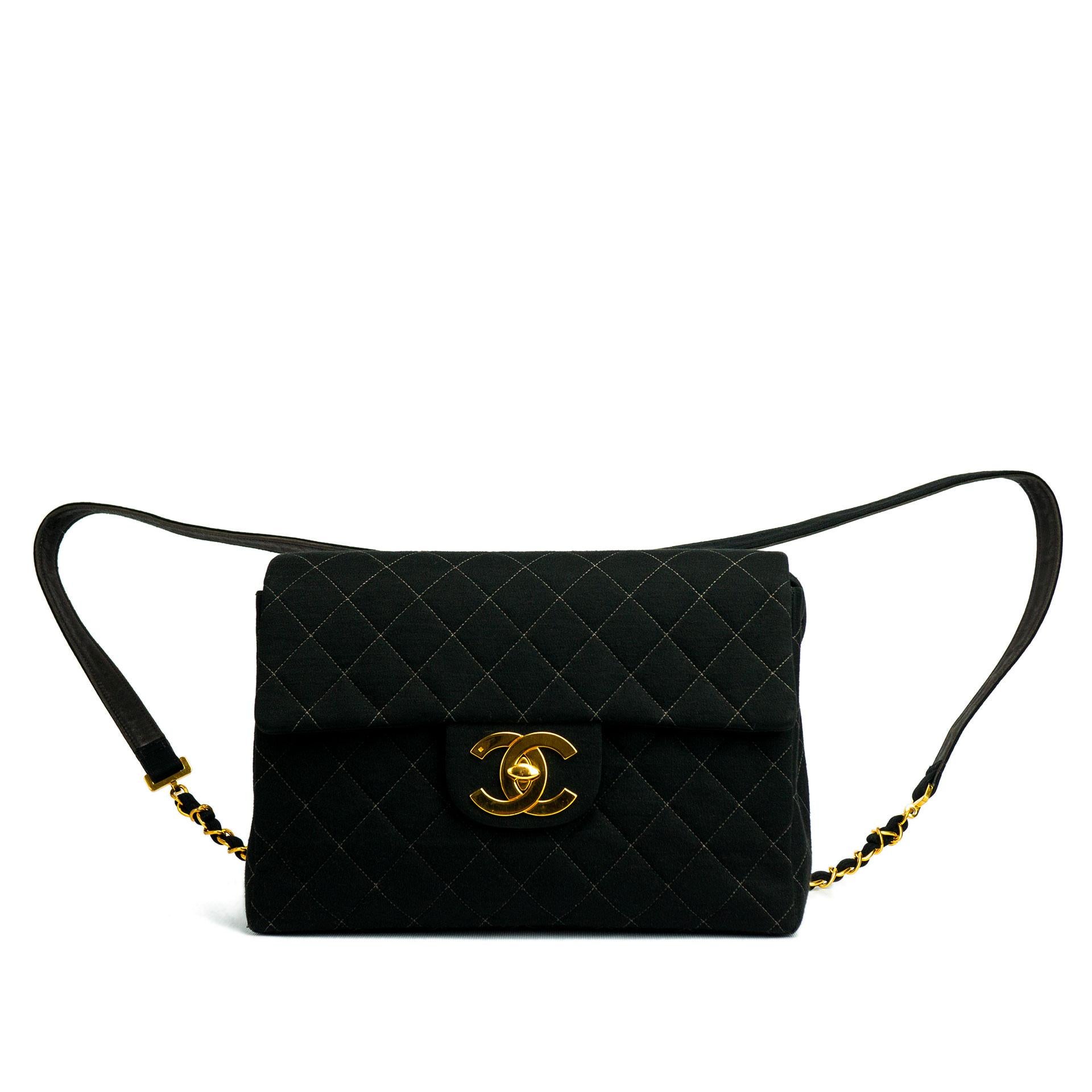 Chanel Quilted Wool Leather Large CC Gold Logo Jumbo Flap Backpack For Sale 4