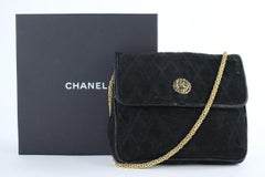 Chanel Quilted X Lizard Mini Flap 216018 Black Suede Leather Shoulder Bag
