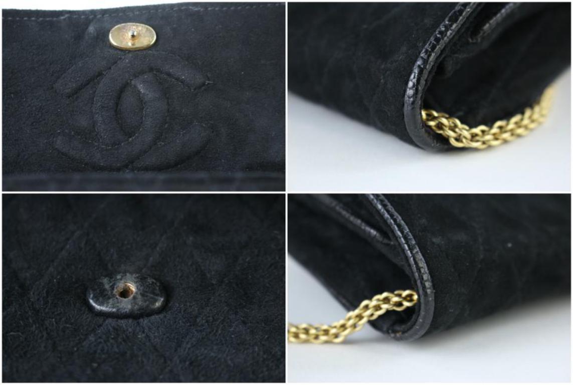 Chanel Quilted X Lizard Mini Flap 216018 Black Suede Leather Shoulder Bag For Sale 2