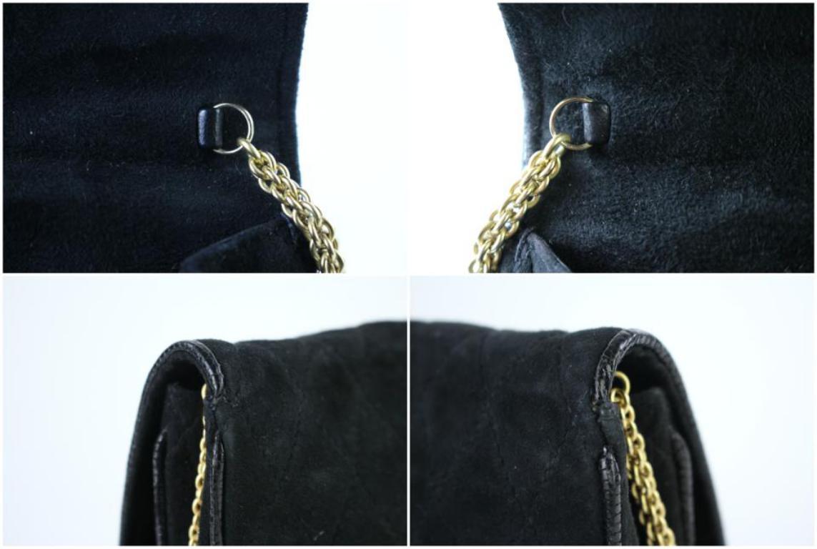 Chanel Quilted X Lizard Mini Flap 216018 Black Suede Leather Shoulder Bag For Sale 4