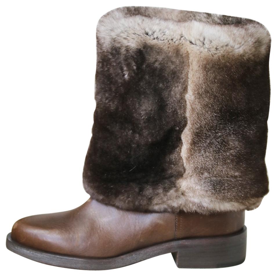 Chanel Rabbit-Fur and Leather Ankle Boots