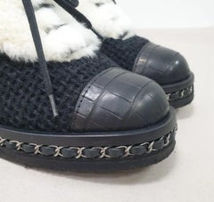 Chanel Rabbit Fur & Bouclé Ankle Boots