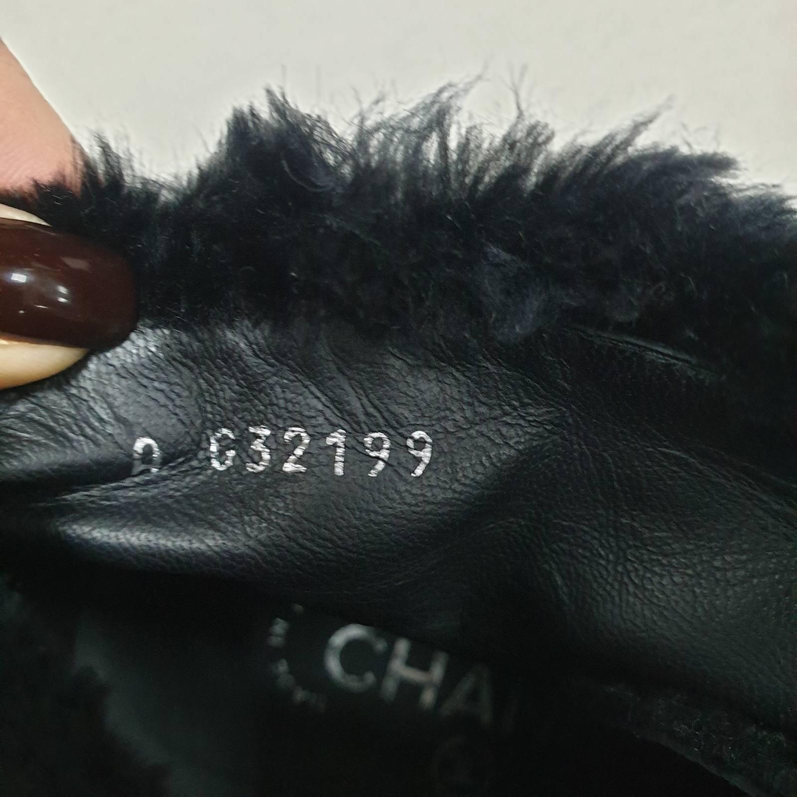 Black Chanel Rabbit Fur & Bouclé Ankle Boots